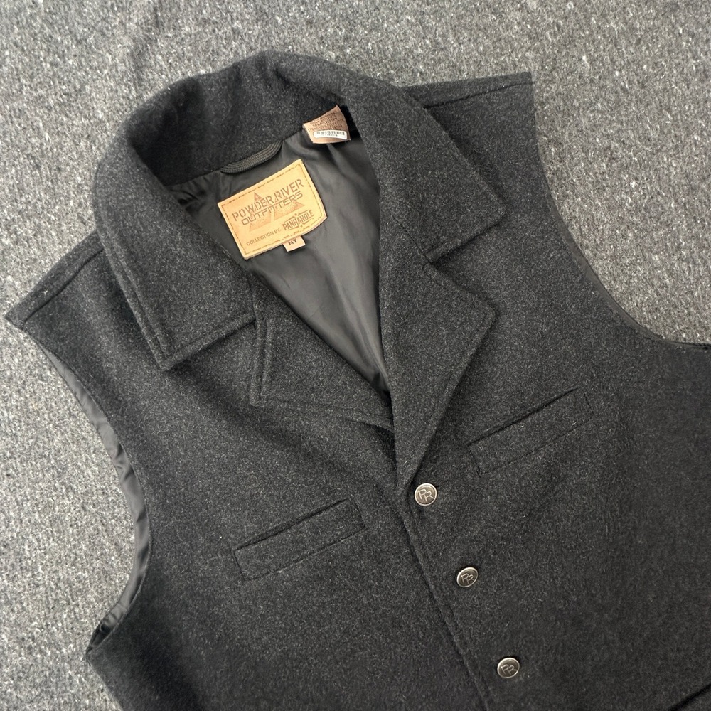 Powder River Outfitters Vest Mens MT Gray Wool Blend Western Style 98-1176